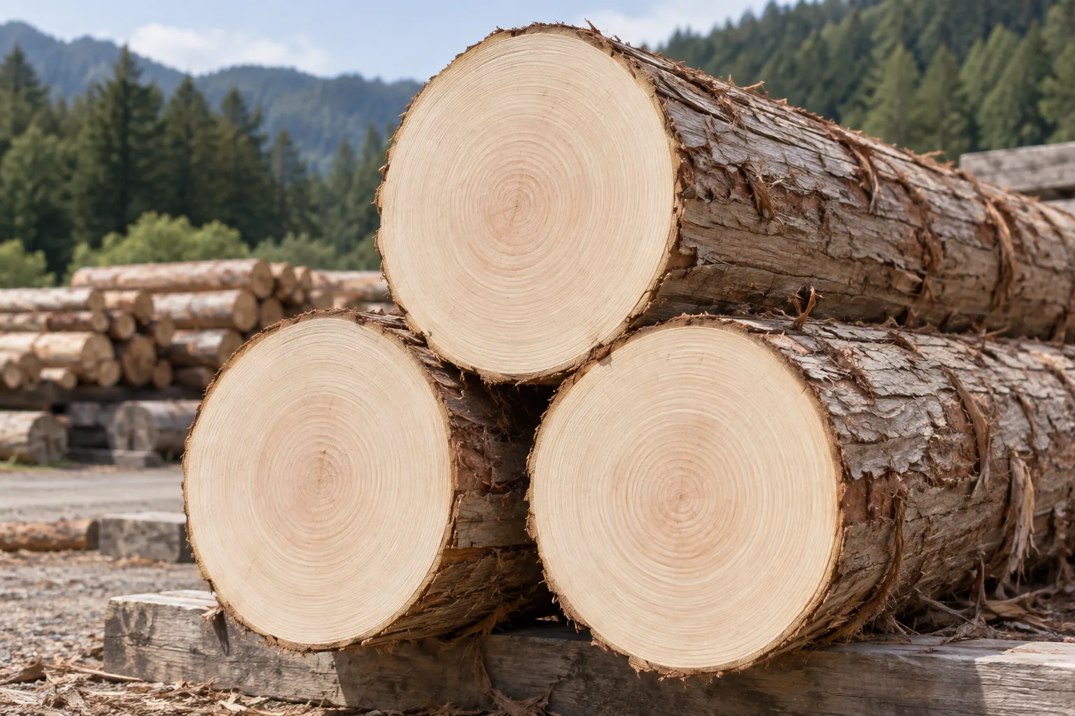 Japanese hinoki logs